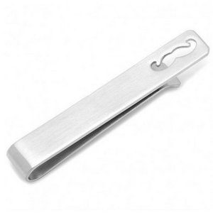 Engravable Stainless Steel Tie Bar w  Moustache Cutout