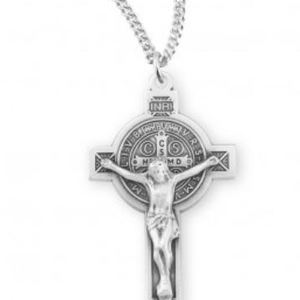 St Benedict Sterling Silver w  Chain