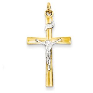 Sterling Silver   18k Gold  plated Crucifix Pendant