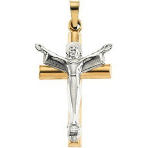 TWO TONE RISEN CHRIST CRUCIFIX PENDANT