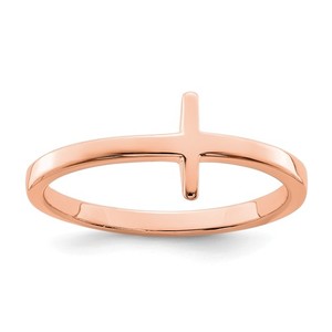 14K Rose Gold Sideways Cross Ring