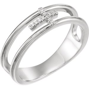  03 CTW Diamond Negative Space Cross Ring