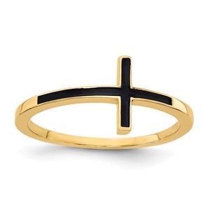 14K Antiqued Sideways Cross Ring