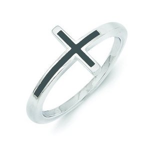 Antiqued Sideways Cross Ring