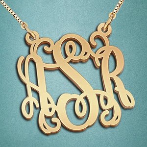 Round Monogram Vine 3 Letter Cut Out Pendant