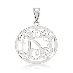 Round Vine Script 3 Letter Monogram Cut Out Pendant