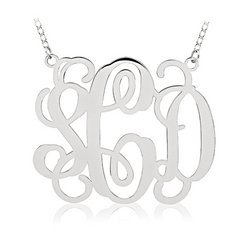 Outlined Vine Script 3 Letter Monogram Cut Out Pendant