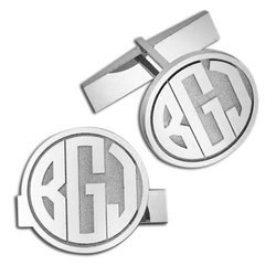 Circle Monogram Block Cuff Links