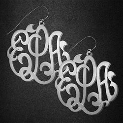 Monogram Fancy Script Earrings w  Kidney Wire