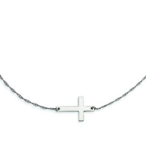 Sterling Silver Large Sideways Cross Necklace