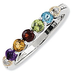 Sterling Silver   14k Five stone and Diamond Mother s Ring