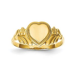 14K Gold Girl s Heart Signet Ring