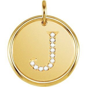 Letter  J  Initial Roxy Pendant with Diamonds