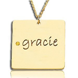 with One Birthstones Square Pendant