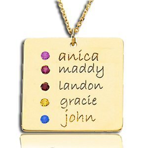 Five Birthstones Square Pendant