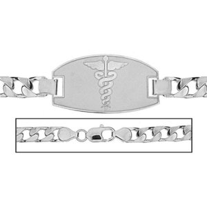 Sterling Silver Men s Curb Link Medical ID Bracelet