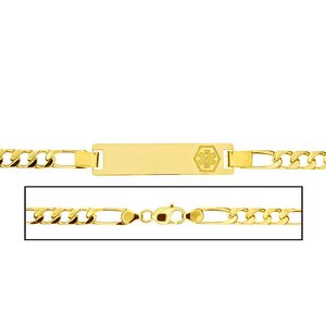 Solid 14K Yellow Gold Women s Figaro Link Medical ID Bracelet