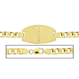 Solid 14K Yellow Gold Women s Curb Link Medical ID Bracelet