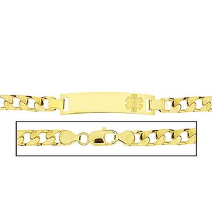 Solid 14K Yellow Gold Women s Curb Link Medical ID Bracelet