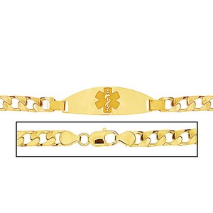 Solid 14K Yellow Gold Women s Curb Link Medical ID Bracelet