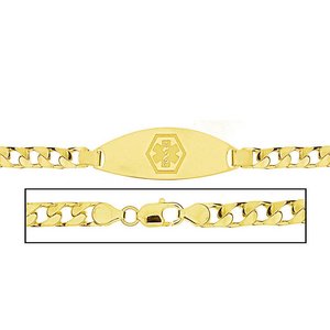 Solid 14K Yellow Gold Women s Curb Link Medical ID Bracelet