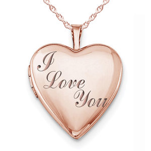 Rose Gold Plated  I Love You  Heart Photo Locket