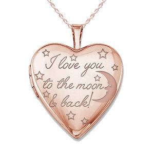 Rose Gold Plated   To The Moon   Back  Heart Photo Locket