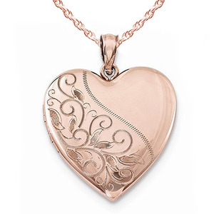 Rose Gold Plated Floral Heart Photo Locket