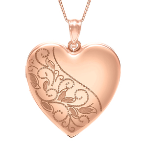 Rose Gold Plated Floral Heart Photo Locket