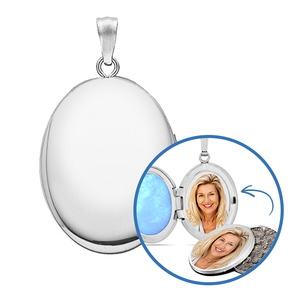 Sterling Silver Classic Oval Cremation   Hair Photo Locket