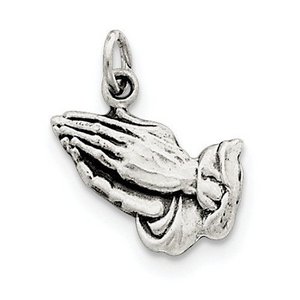 Sterling Silver Antiqued Praying Hands Charm