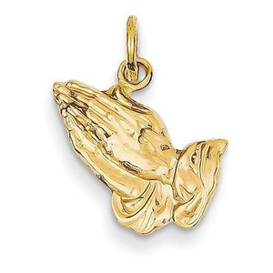 14K Yellow Gold Praying Hands Charm