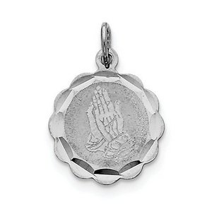 Sterling Silver Praying Hands Disc Charm