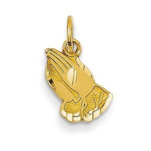 14K Yellow Gold Praying Hands Charm