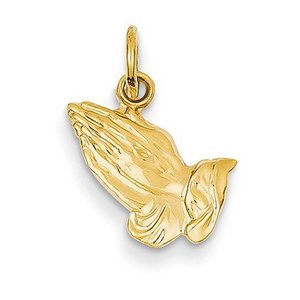 14K Yellow Gold Praying Hands Charm