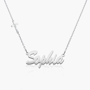 Cross Charm Personalized Name Necklace