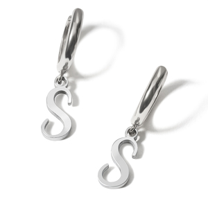 Pair of Initial Script Huggie Earrings
