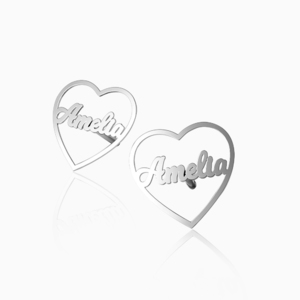 Heart Name Script Earrings