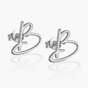 Modern Script Initial Earrings