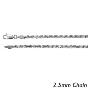 14K White Gold 2 5mm Diamond Cut Flex Rope Chain