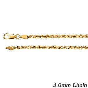 14K Yellow Gold 3 0mm Diamond Cut Flex Rope Chain