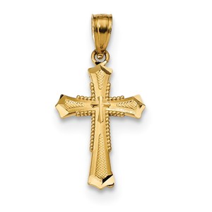 14k Diamond cut Cross Pendant