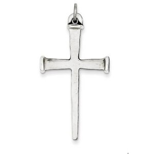 Sterling Silver Antiqued Nail Cross Pendant