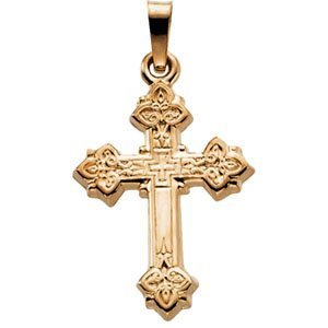 14K Yellow Gold CROSS PENDANT W DESIGN