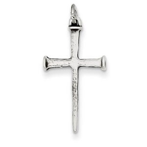 Sterling Silver Antiqued Nail Cross Pendant