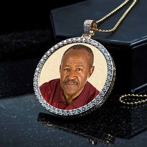 Memorial Photo Engraved XL Cubic Zirconia Pendant