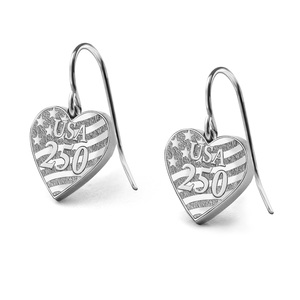 USA 250 Heart Dangle Earrings