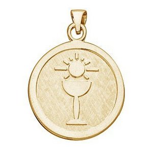 14K Gold First Holy Communion Religious Medal