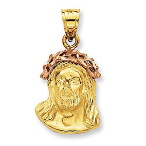 14K Two Tone Gold  Ecce Homo  Christ Head Pendant