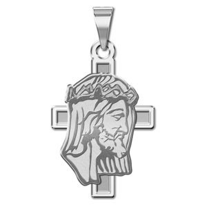 Jesus Profile on a Cross Religious Pendant